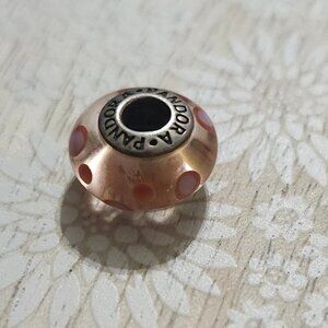 Pandora Sterling Silver Murano Glass Pink Polka Dots Bead Charm